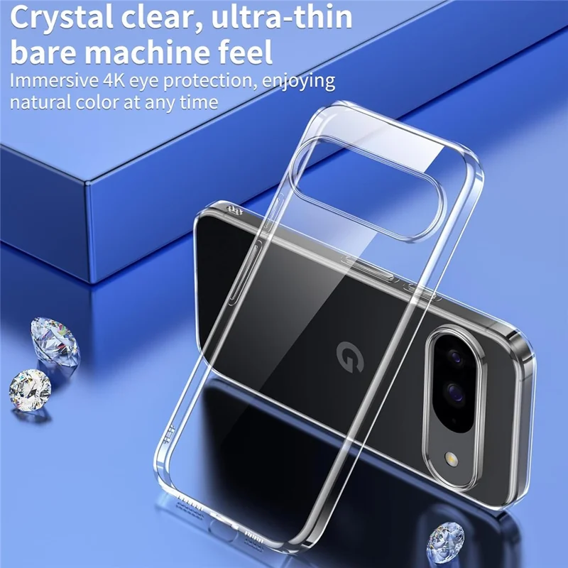 Funda para Google Pixel 11 / Pixel 11 Pro, funda transparente de TPU para teléfono + 2 unidades de película protectora de vidrio templado con borde curvo 2.5D