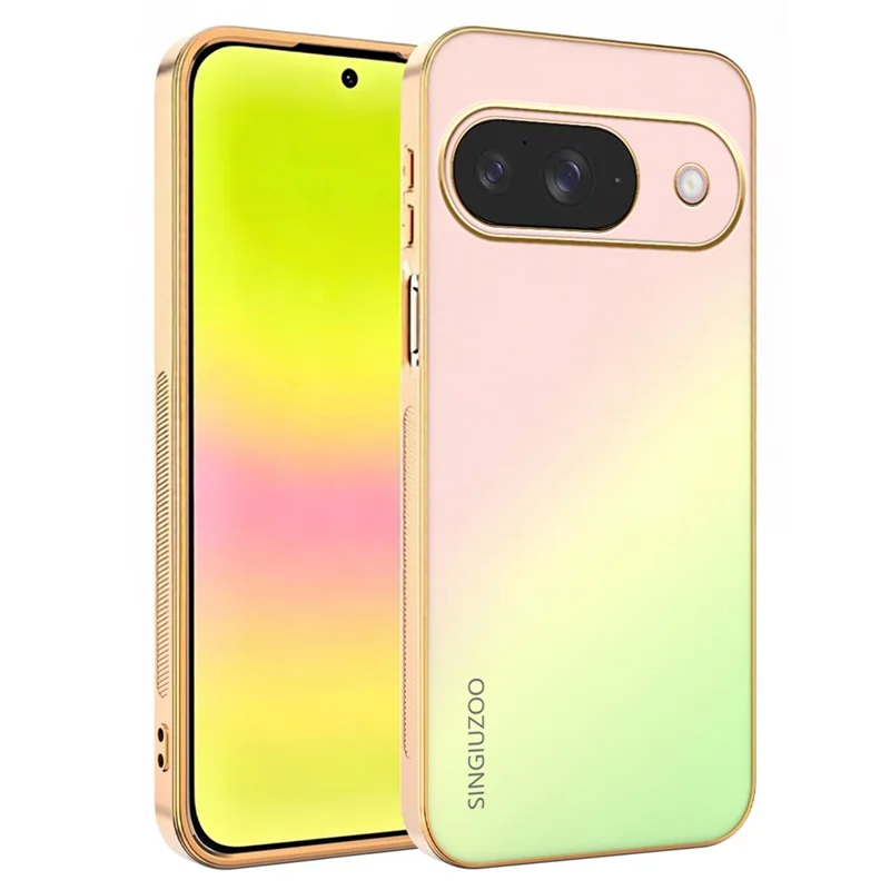 SINGIUZOO Funda para Google Pixel 10 Pro / Pixel 10, carcasa electrochapada con degradado mate AG, cubierta de teléfono PC + TPU - Rosa