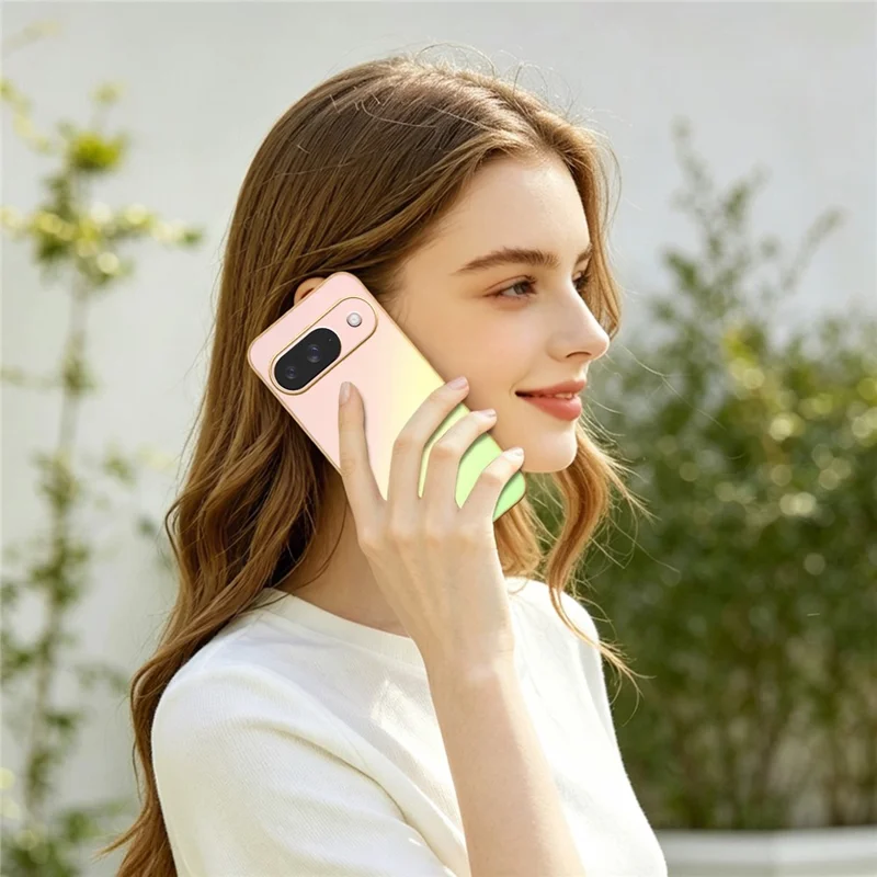 SINGIUZOO Funda para Google Pixel 10 Pro / Pixel 10, carcasa electrochapada con degradado mate AG, cubierta de teléfono PC + TPU - Rosa