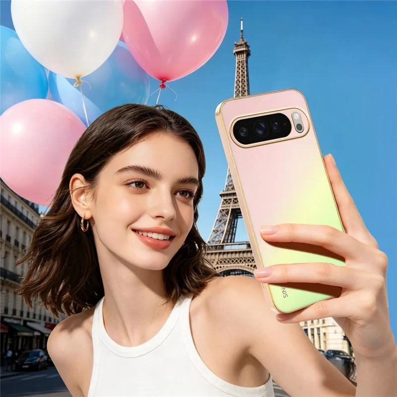 Funda SINGIUZOO para Google Pixel 10 Pro XL, carcasa electrochapada con degradado mate AG, cubierta de teléfono PC + TPU - Rosa