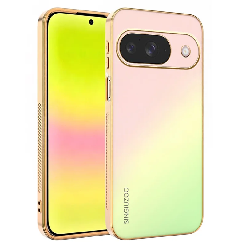 SINGIUZOO Funda para Google Pixel 11 Pro / Pixel 11, Funda Electrochapada con Gradiente Mate AG, Protector de PC + TPU para Teléfono - Rosa