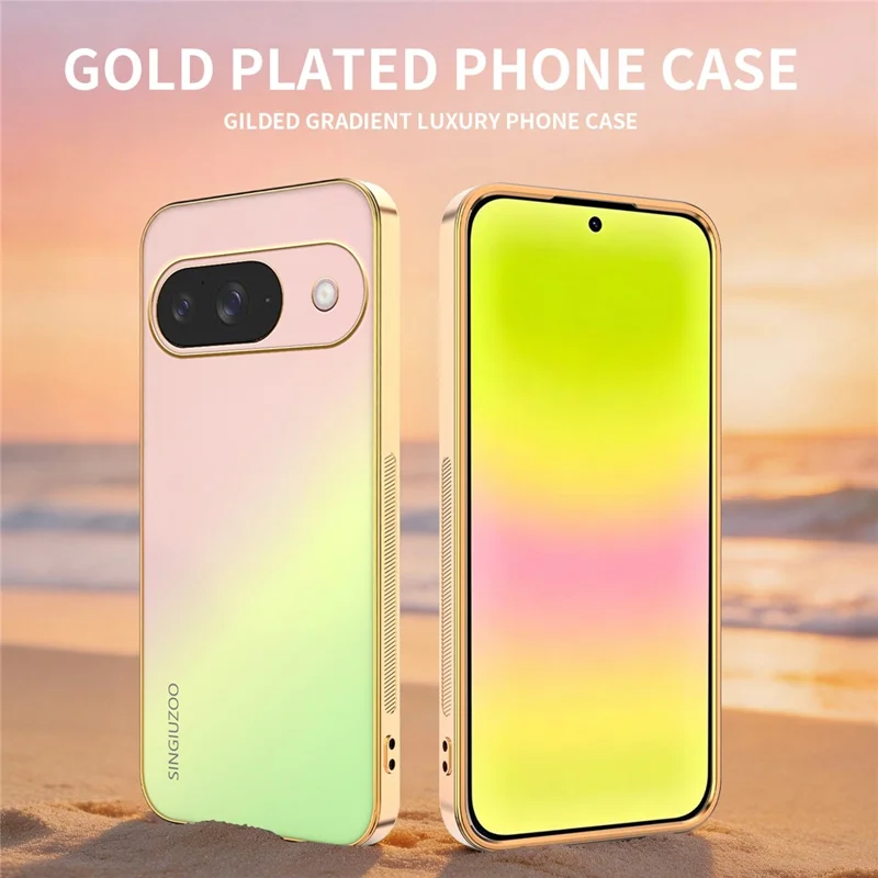 SINGIUZOO Funda para Google Pixel 11 Pro / Pixel 11, Funda Electrochapada con Gradiente Mate AG, Protector de PC + TPU para Teléfono - Rosa