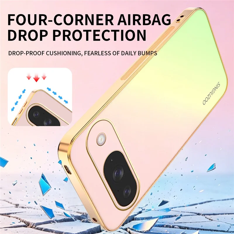SINGIUZOO Funda para Google Pixel 11 Pro / Pixel 11, Funda Electrochapada con Gradiente Mate AG, Protector de PC + TPU para Teléfono - Rosa