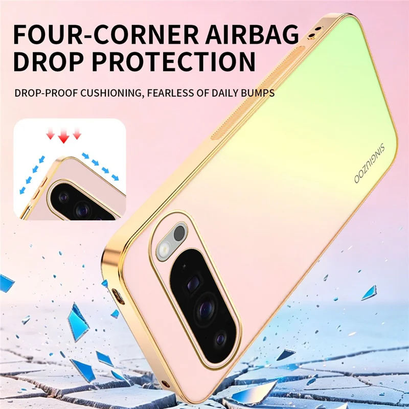 Funda SINGIUZOO para Google Pixel 11 Pro XL, carcasa electrochapada con color degradado mate AG, cubierta de teléfono PC + TPU - Rosa