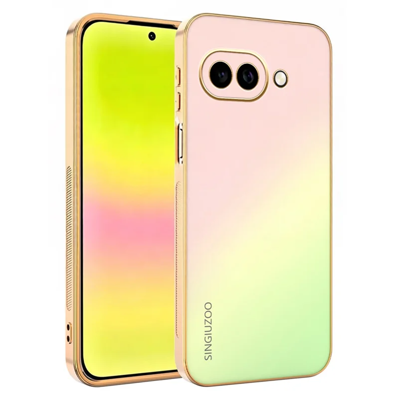 Funda SINGIUZOO para Google Pixel 10a, carcasa electrochapada con color degradado mate AG, cubierta de teléfono PC + TPU - Rosa