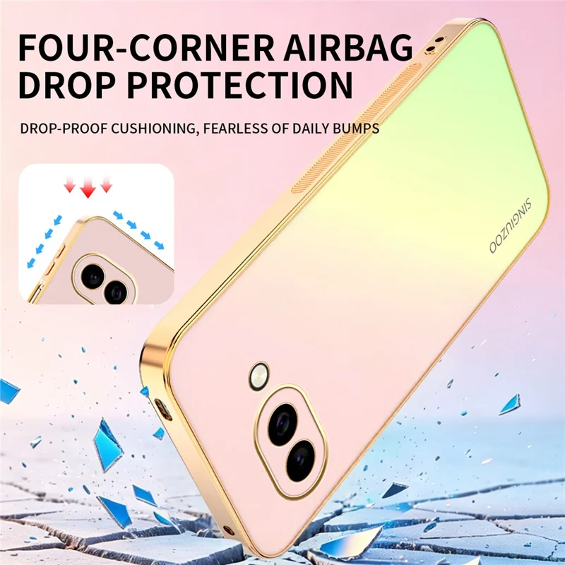 Funda SINGIUZOO para Google Pixel 10a, carcasa electrochapada con color degradado mate AG, cubierta de teléfono PC + TPU - Rosa