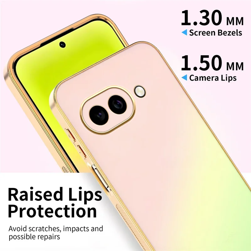 Funda SINGIUZOO para Google Pixel 10a, carcasa electrochapada con color degradado mate AG, cubierta de teléfono PC + TPU - Rosa