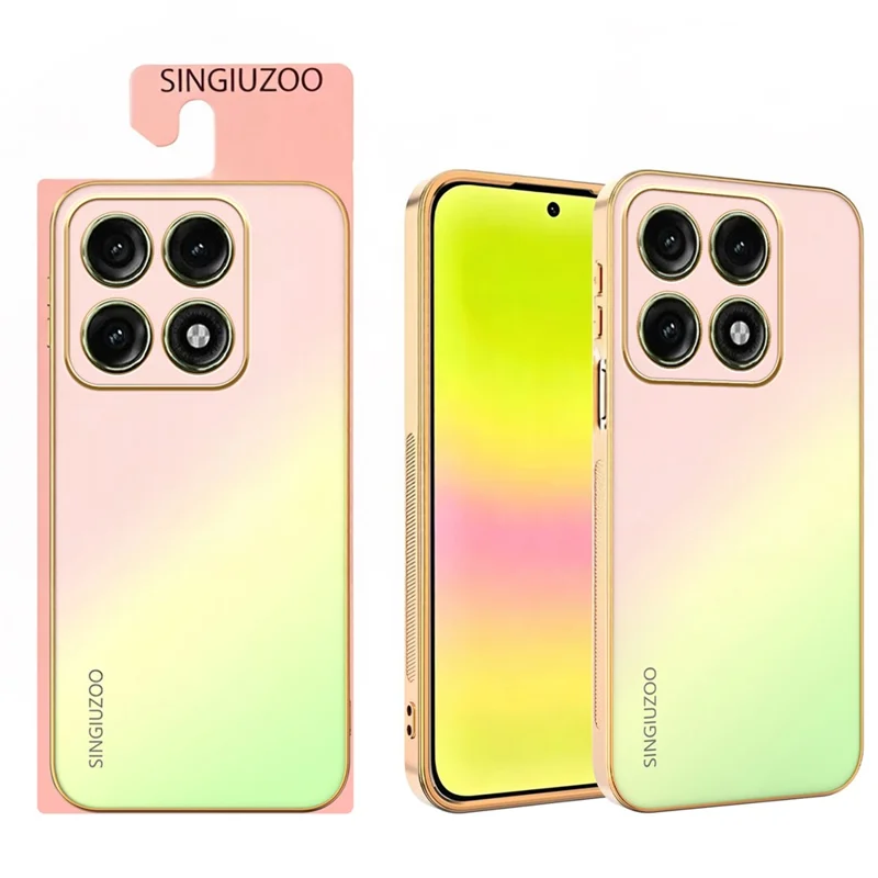 Funda SINGIUZOO para Motorola Edge 70 Pro 5G, carcasa electrochapada con color degradado mate AG, cubierta de teléfono PC + TPU - Rosa