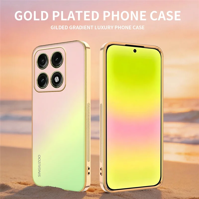 Funda SINGIUZOO para Motorola Edge 70 Pro 5G, carcasa electrochapada con color degradado mate AG, cubierta de teléfono PC + TPU - Rosa