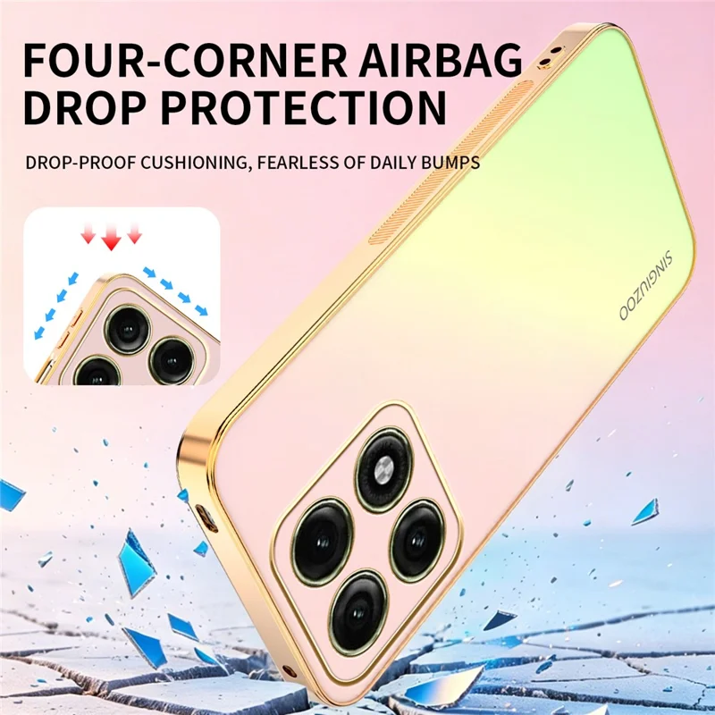 Funda SINGIUZOO para Motorola Edge 70 Pro 5G, carcasa electrochapada con color degradado mate AG, cubierta de teléfono PC + TPU - Rosa