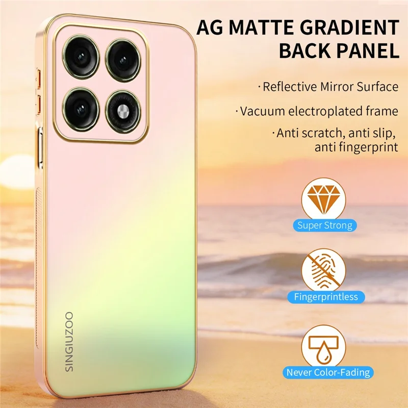 Funda SINGIUZOO para Motorola Edge 70 Pro 5G, carcasa electrochapada con color degradado mate AG, cubierta de teléfono PC + TPU - Rosa