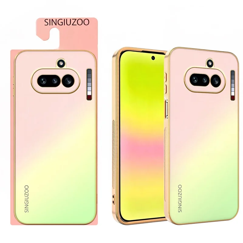 SINGIUZOO Funda para Nothing Phone (4a) con Marco Electrolaminado, Color Gradiente Mate AG, Funda de Teléfono PC + TPU - Rosa