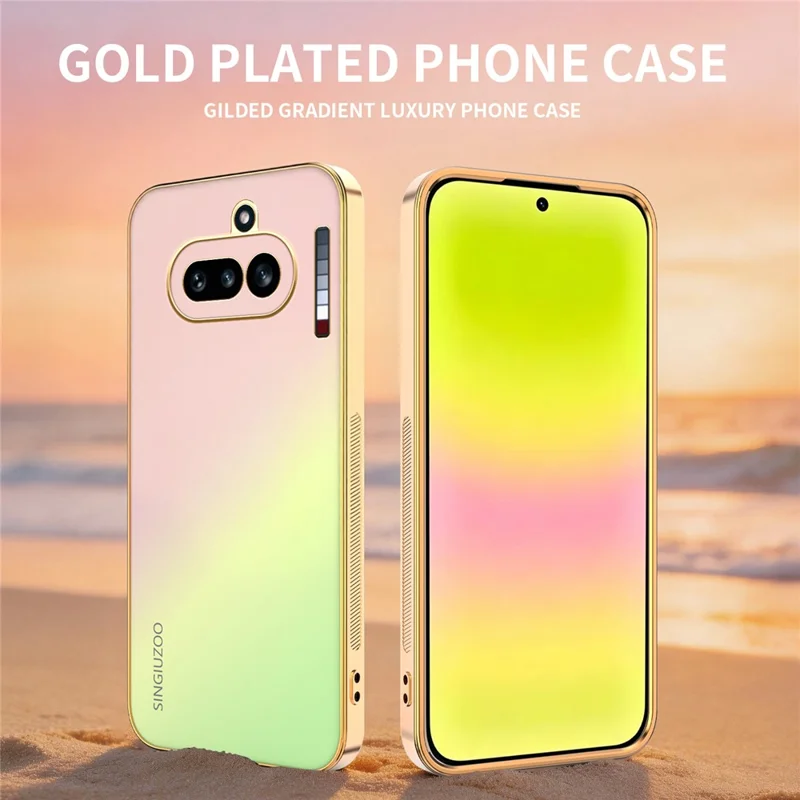 SINGIUZOO Funda para Nothing Phone (4a) con Marco Electrolaminado, Color Gradiente Mate AG, Funda de Teléfono PC + TPU - Rosa