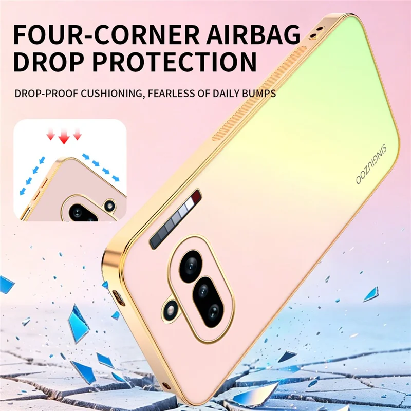SINGIUZOO Funda para Nothing Phone (4a) con Marco Electrolaminado, Color Gradiente Mate AG, Funda de Teléfono PC + TPU - Rosa
