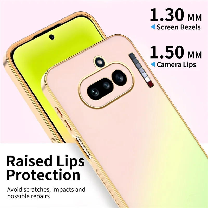 SINGIUZOO Funda para Nothing Phone (4a) con Marco Electrolaminado, Color Gradiente Mate AG, Funda de Teléfono PC + TPU - Rosa