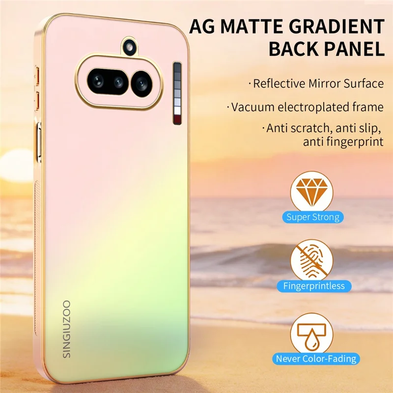 SINGIUZOO Funda para Nothing Phone (4a) con Marco Electrolaminado, Color Gradiente Mate AG, Funda de Teléfono PC + TPU - Rosa