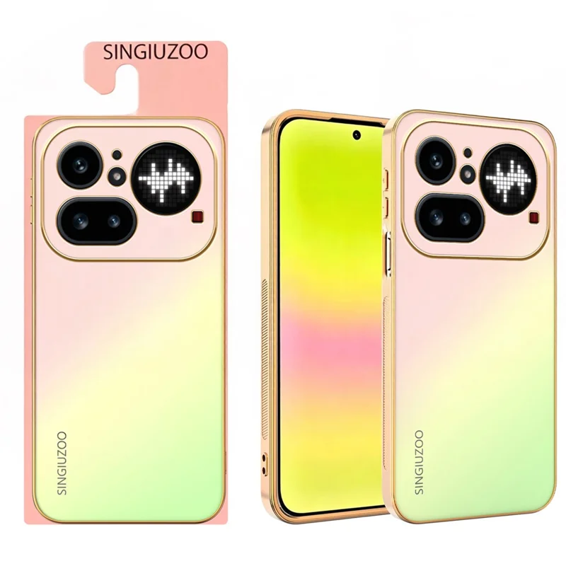 Funda SINGIUZOO para Nothing Phone (4a) Pro, carcasa electrochapada con degradado mate AG, material PC + TPU - Rosa
