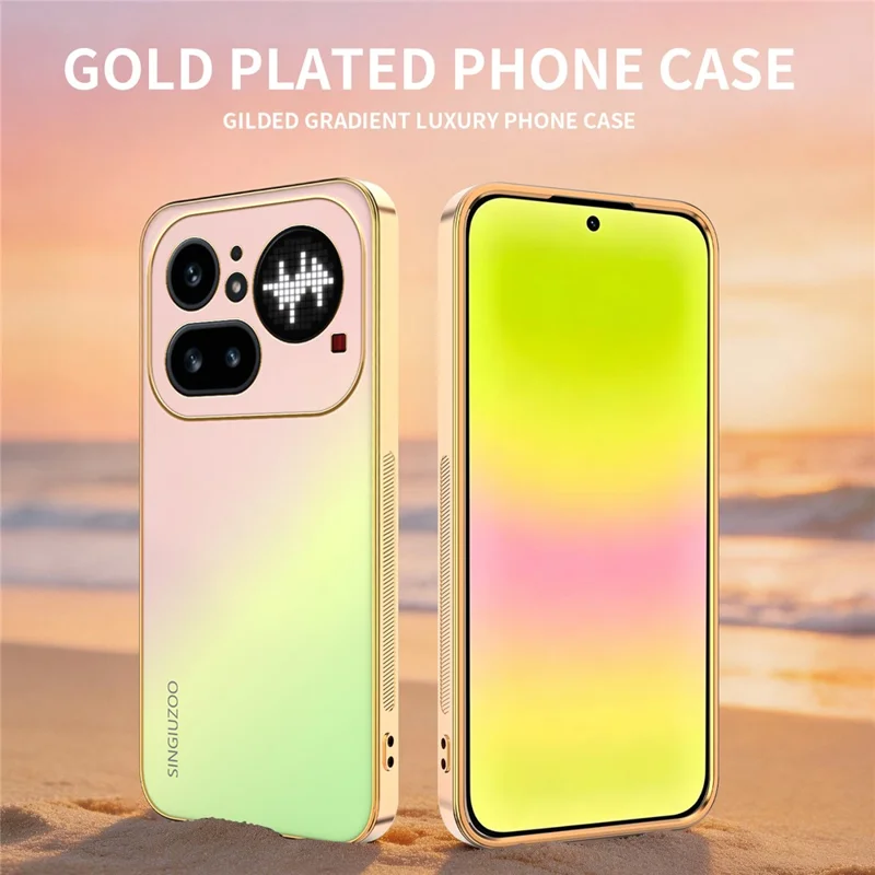 Funda SINGIUZOO para Nothing Phone (4a) Pro, carcasa electrochapada con degradado mate AG, material PC + TPU - Rosa