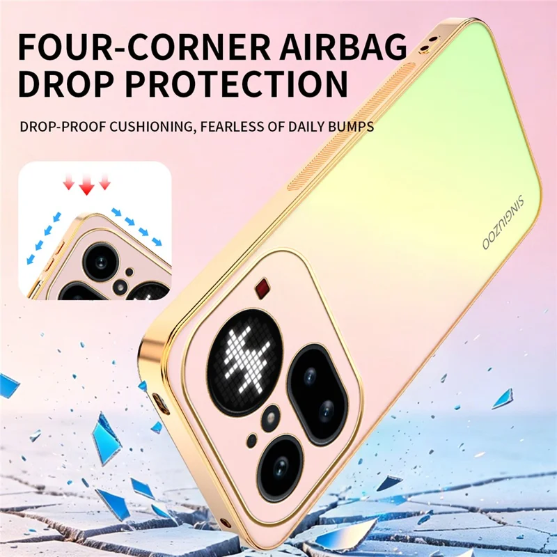 Funda SINGIUZOO para Nothing Phone (4a) Pro, carcasa electrochapada con degradado mate AG, material PC + TPU - Rosa