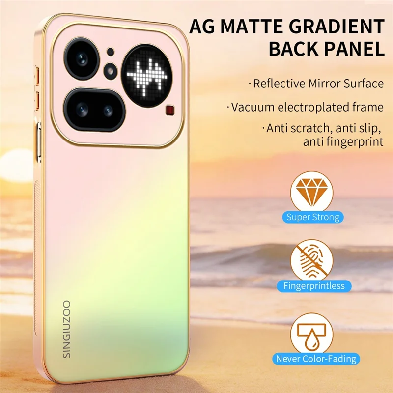 Funda SINGIUZOO para Nothing Phone (4a) Pro, carcasa electrochapada con degradado mate AG, material PC + TPU - Rosa