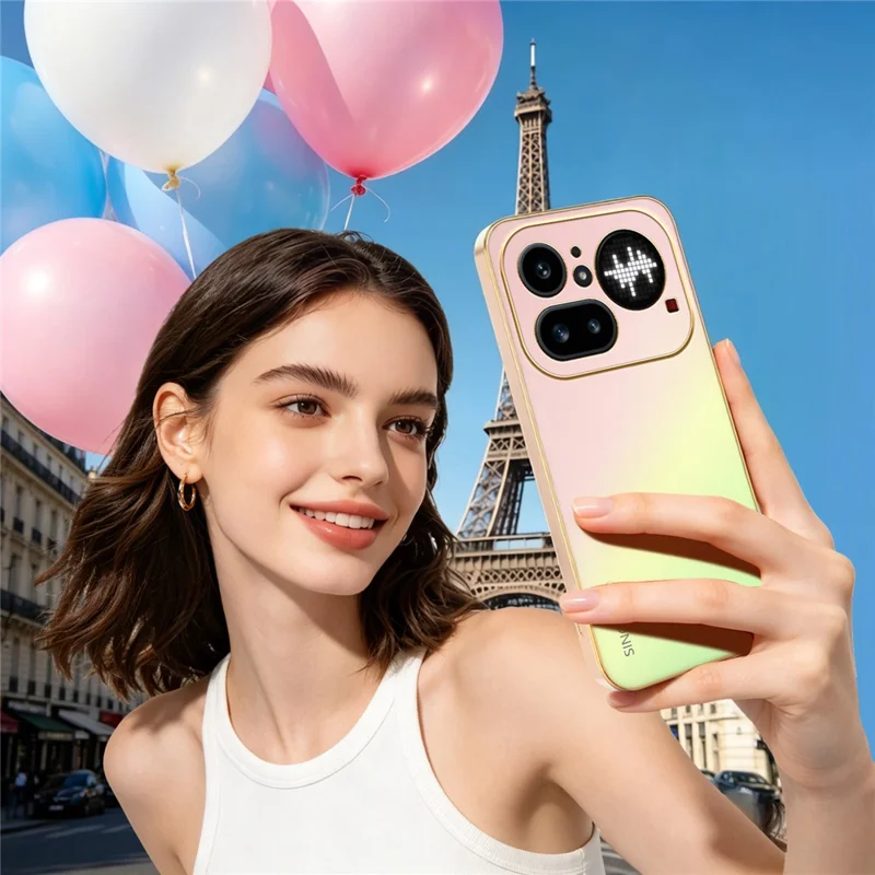 Funda SINGIUZOO para Nothing Phone (4a) Pro, carcasa electrochapada con degradado mate AG, material PC + TPU - Rosa