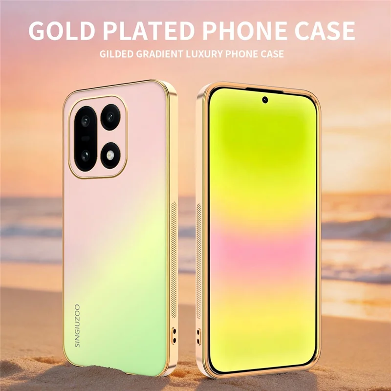 Funda SINGIUZOO para OnePlus 15 5G, carcasa electroplateada con degradado mate AG, material PC + TPU - Rosa