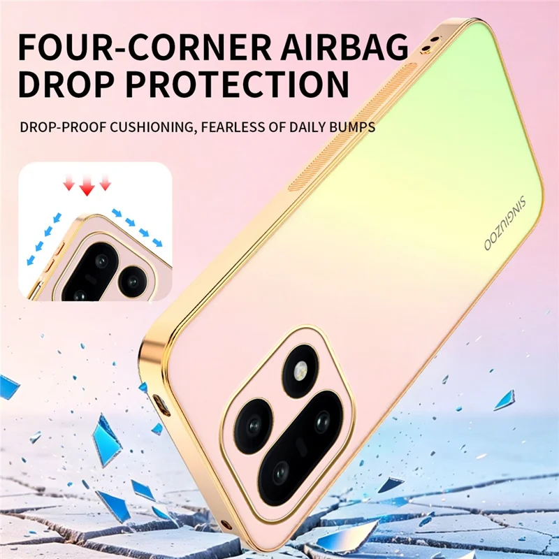 Funda SINGIUZOO para OnePlus 15 5G, carcasa electroplateada con degradado mate AG, material PC + TPU - Rosa