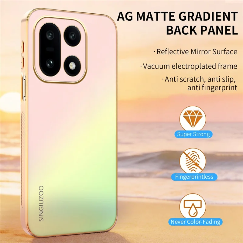 Funda SINGIUZOO para OnePlus 15 5G, carcasa electroplateada con degradado mate AG, material PC + TPU - Rosa