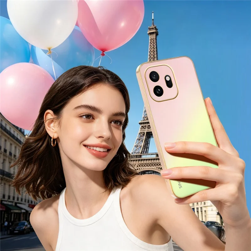 SINGIUZOO Funda para OnePlus 15T 5G, carcasa electrochapada con degradado mate AG, cubierta de teléfono PC + TPU - Rosa