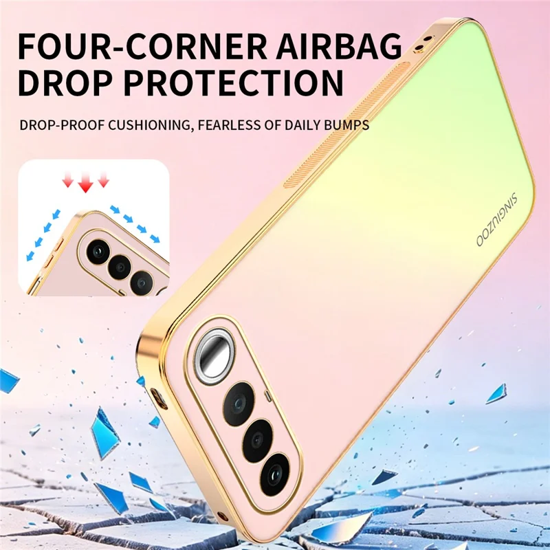 Funda SINGIUZOO para Realme 16 5G, carcasa electrochapada con color degradado mate AG, protectora de PC + TPU - Rosa