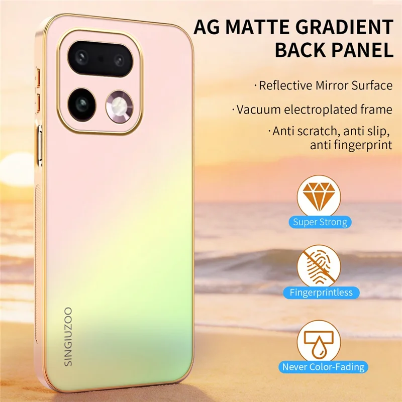 SINGIUZOO Funda para Realme 16 Pro+ 5G, Carcasa con Marco Electroluminiscente, Color Gradiente Mate AG, PC + TPU para Teléfono - Rosa