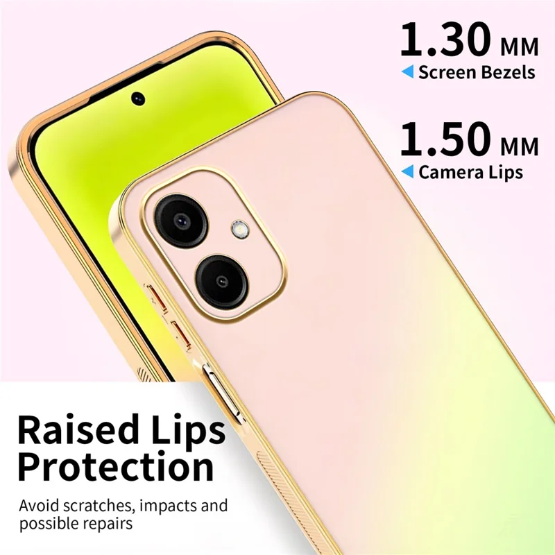 Funda SINGIUZOO para Samsung Galaxy A06 4G, carcasa electrochapada con color degradado mate AG, cubierta de teléfono PC + TPU - Rosa