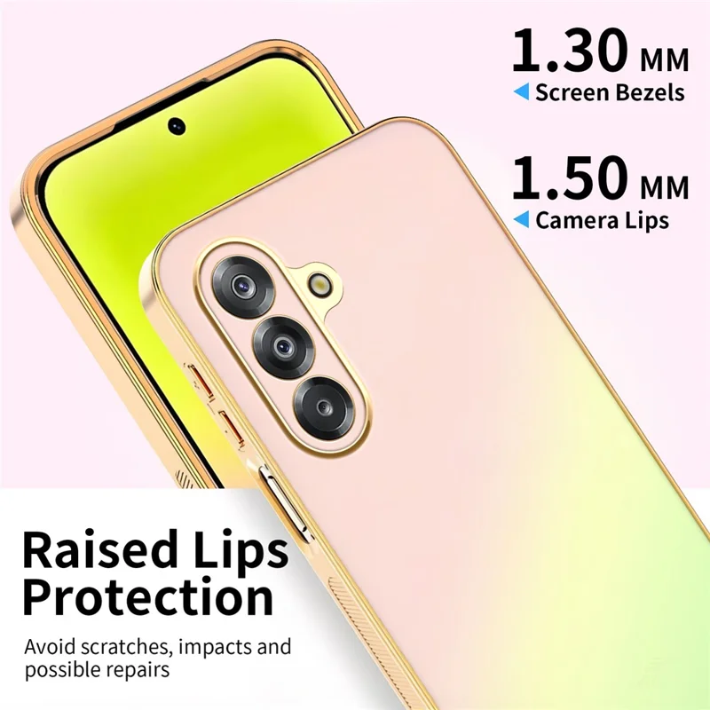 SINGIUZOO Funda para Samsung Galaxy A26 5G, carcasa electrochapada con color degradado mate AG, cubierta de teléfono PC + TPU - Rosa