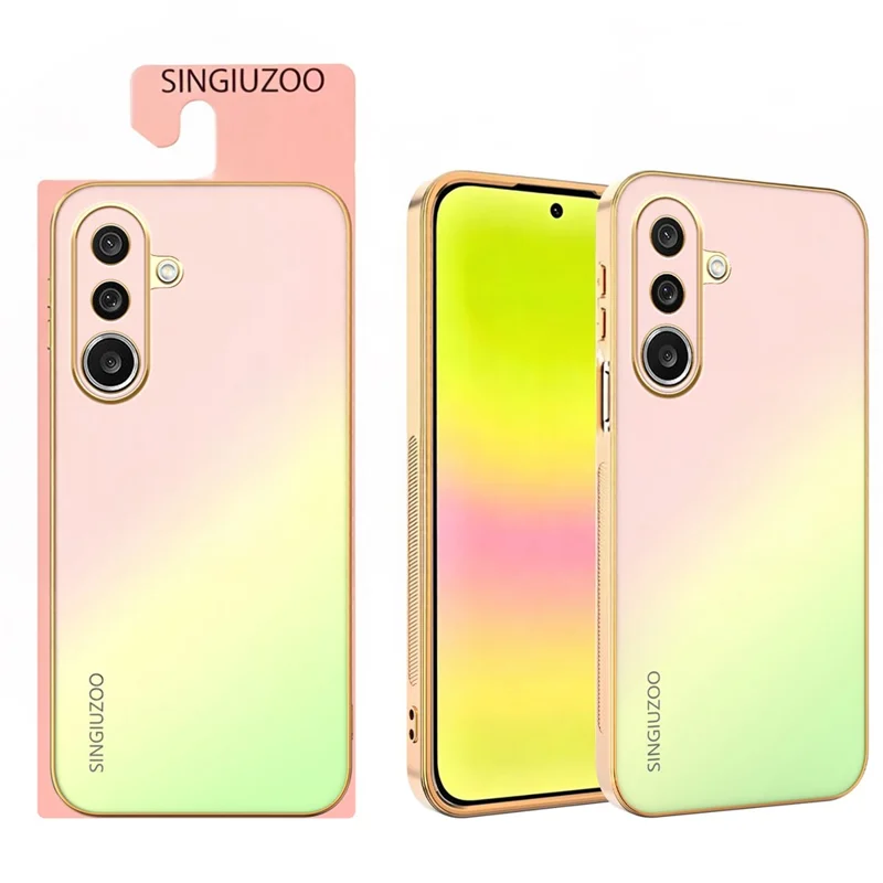 Funda SINGIUZOO para Samsung Galaxy A27 5G, diseño electroplateado con degradado mate AG, carcasa de teléfono PC + TPU - Rosa