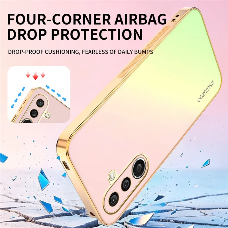Funda SINGIUZOO para Samsung Galaxy A27 5G, diseño electroplateado con degradado mate AG, carcasa de teléfono PC + TPU - Rosa