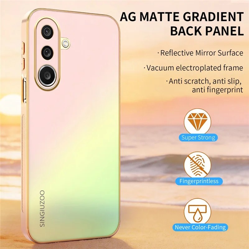 Funda SINGIUZOO para Samsung Galaxy A27 5G, diseño electroplateado con degradado mate AG, carcasa de teléfono PC + TPU - Rosa