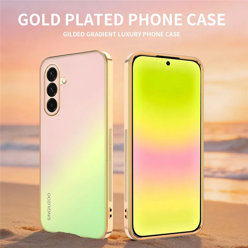 Funda SINGIUZOO para Samsung Galaxy A36 5G, carcasa electroplateada con degradado mate AG, cubierta de teléfono PC + TPU - Rosa