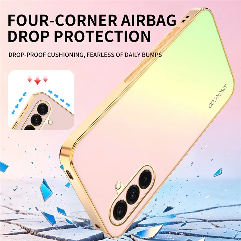 Funda SINGIUZOO para Samsung Galaxy A37 5G, carcasa electrochapada con color degradado mate AG, PC + TPU, color rosa