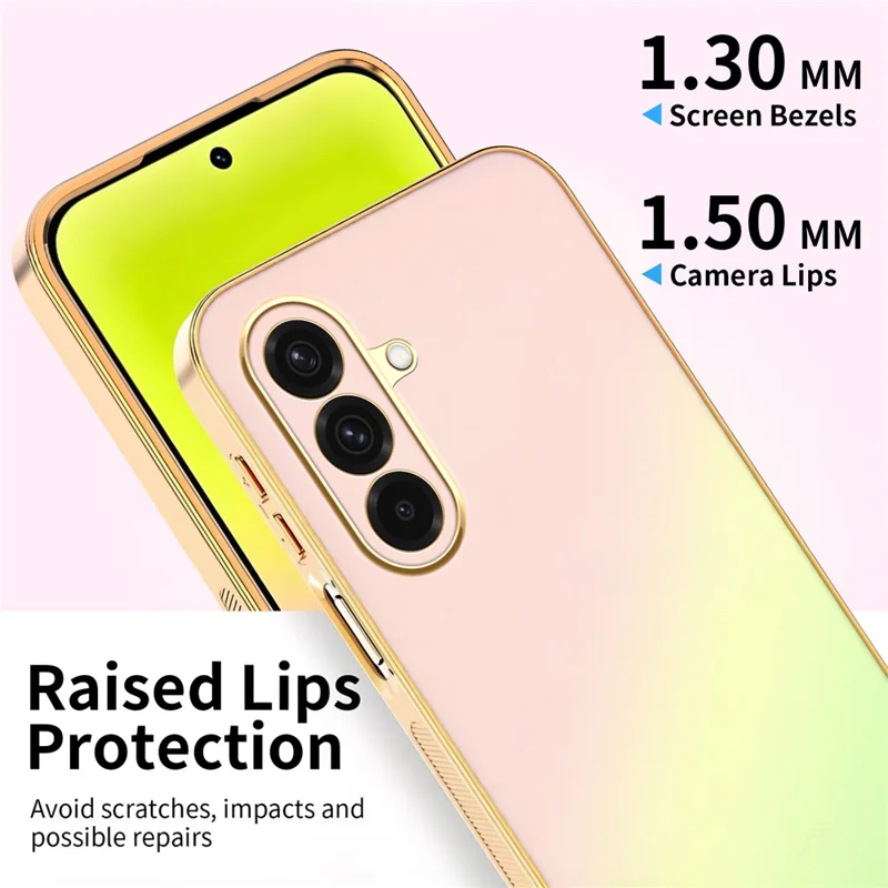 Funda SINGIUZOO para Samsung Galaxy A37 5G, carcasa electrochapada con color degradado mate AG, PC + TPU, color rosa