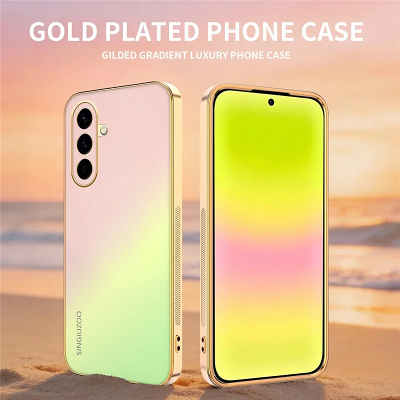 Funda SINGIUZOO para Samsung Galaxy A56 5G, carcasa electrochapada con color degradado mate AG, cubierta de teléfono PC + TPU - Rosa