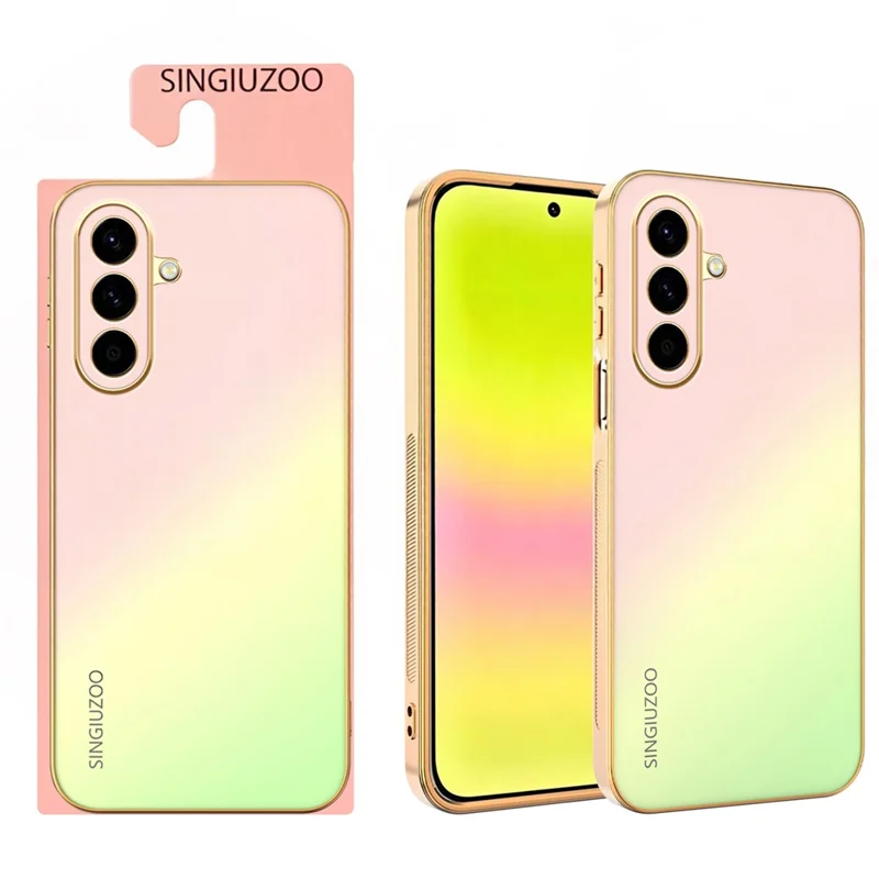 Funda SINGIUZOO para Samsung Galaxy A57 5G, carcasa electrochapada con color degradado mate AG, cubierta de teléfono PC + TPU - Rosa