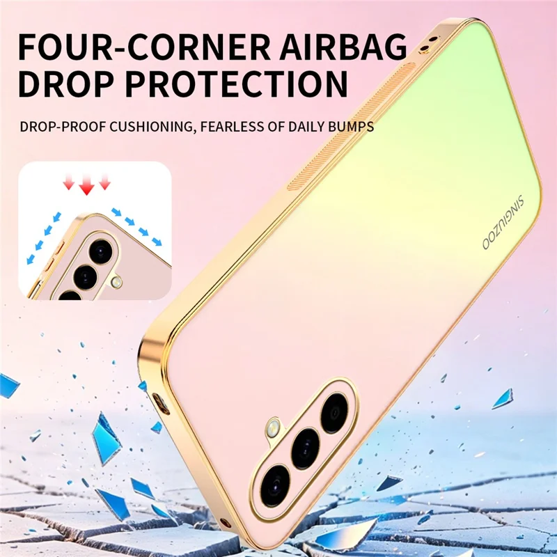 Funda SINGIUZOO para Samsung Galaxy A57 5G, carcasa electrochapada con color degradado mate AG, cubierta de teléfono PC + TPU - Rosa