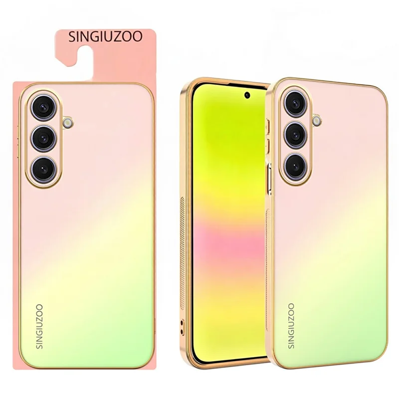 Funda SINGIUZOO para Samsung Galaxy S25+ con Revestimiento Electrolítico, Color Degradado Mate AG, Protectora de PC + TPU - Rosa