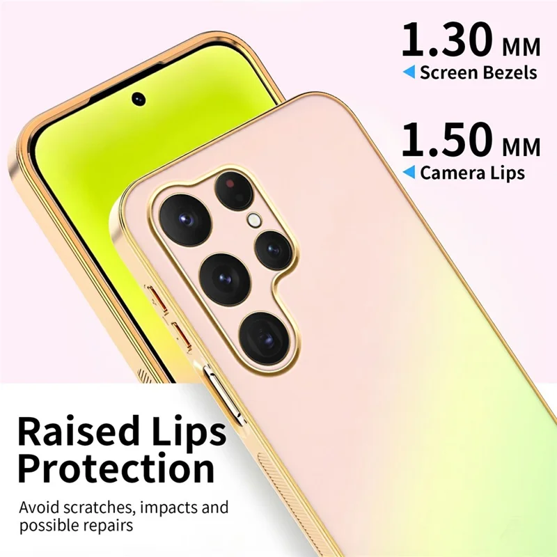 Funda SINGIUZOO para Samsung Galaxy S25 Ultra, carcasa electrochapada con color degradado mate AG, cubierta de teléfono PC + TPU - Rosa