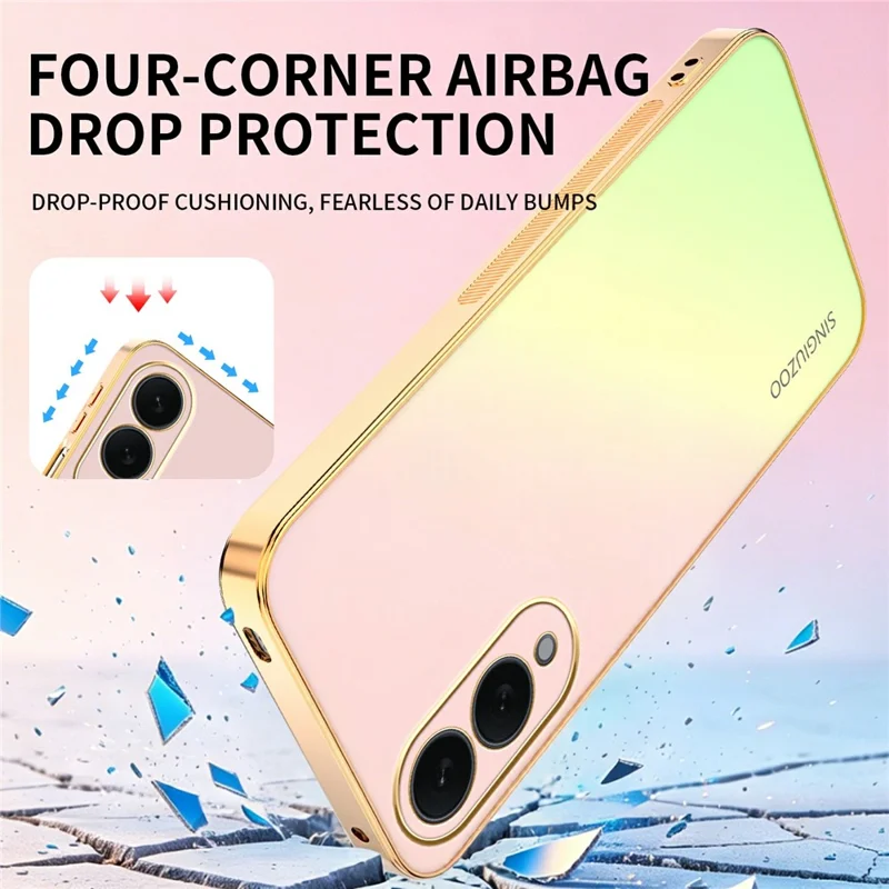 Funda SINGIUZOO para Samsung Galaxy S25 Edge, carcasa electroplateada con degradado mate AG, de PC + TPU, color rosa