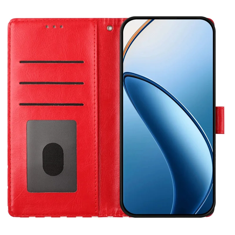 For iPhone 17e / 16e Case Heart Pattern PU Leather Flip Wallet Stand Phone Cover with Wrist Strap - Red