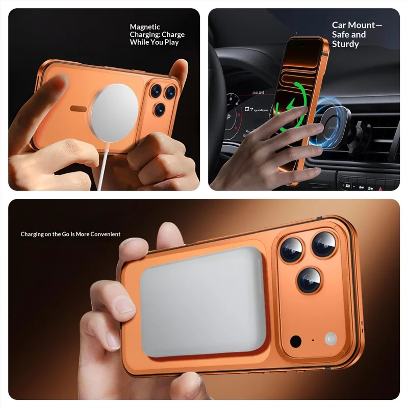 For iPhone 17 Pro Max Magnetic Case Dual-Tone Alloy + Silicone + PC Ultra-Thin Shockproof Phone Cover - Blue