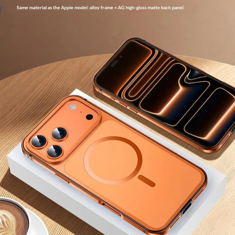 For iPhone 17 Pro Max Magnetic Case Dual-Tone Alloy + Silicone + PC Ultra-Thin Shockproof Phone Cover - Blue