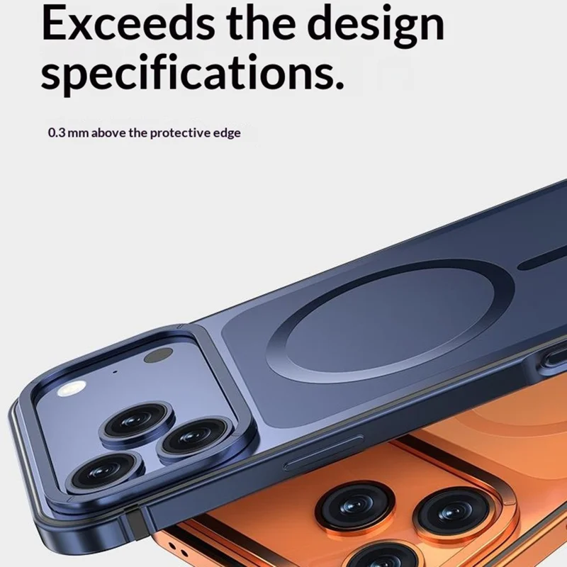 For iPhone 17 Pro Max Magnetic Case Dual-Tone Alloy + Silicone + PC Ultra-Thin Shockproof Phone Cover - Blue