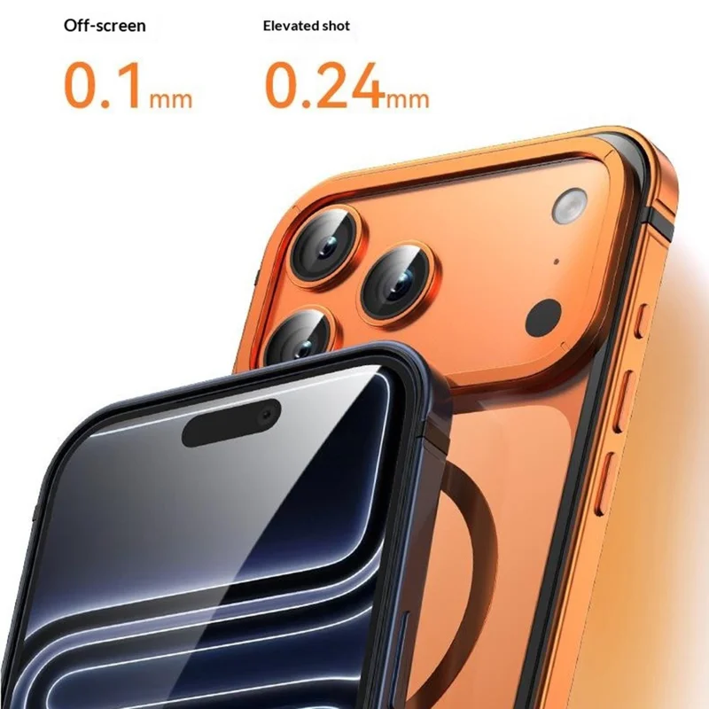 For iPhone 17 Pro Max Magnetic Case Alloy + TPU + PC Clear Ultra-Thin Phone Cover - Blue